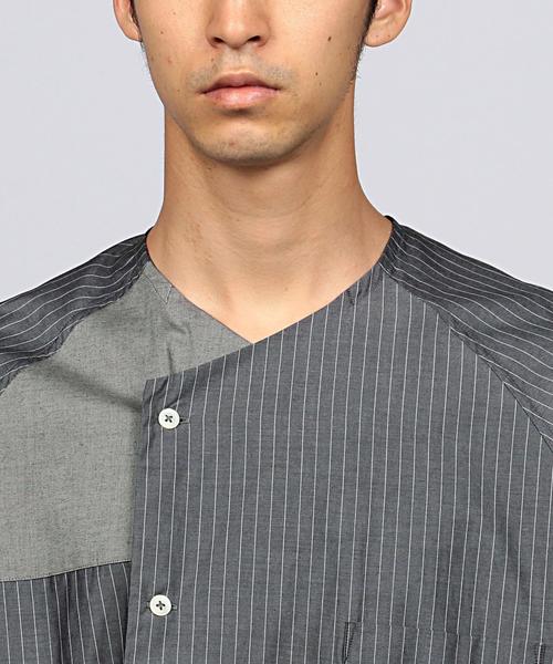 EN ROUTE（アンルート）の「ENR ストライプノーカラーシャツ（シャツ/ブラウス・メンズ・ダークグレー/コバルトブルー・1/2/3）」の7枚目の写真