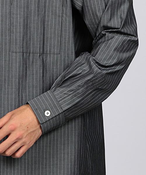 EN ROUTE（アンルート）の「ENR ストライプノーカラーシャツ（シャツ/ブラウス・メンズ・ダークグレー/コバルトブルー・1/2/3）」の8枚目の写真