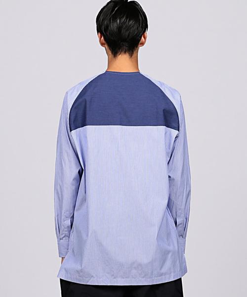 EN ROUTE（アンルート）の「ENR ストライプノーカラーシャツ（シャツ/ブラウス・メンズ・ダークグレー/コバルトブルー・1/2/3）」の12枚目の写真