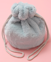 WC/ファー巾着バッグ