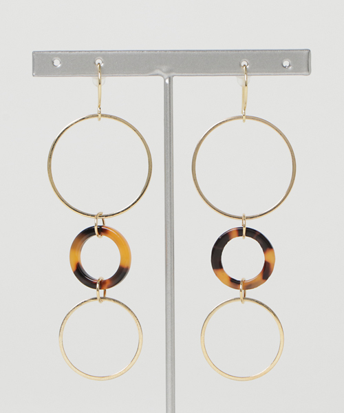Bou Jeloud(ブージュルード)の「3連ミックスリングピアス(ピアス(両耳用)・レディース・ブラウン/アイボリー・ONE SIZE)」の1枚目の写真