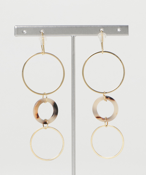 Bou Jeloud(ブージュルード)の「3連ミックスリングピアス(ピアス(両耳用)・レディース・ブラウン/アイボリー・ONE SIZE)」の3枚目の写真