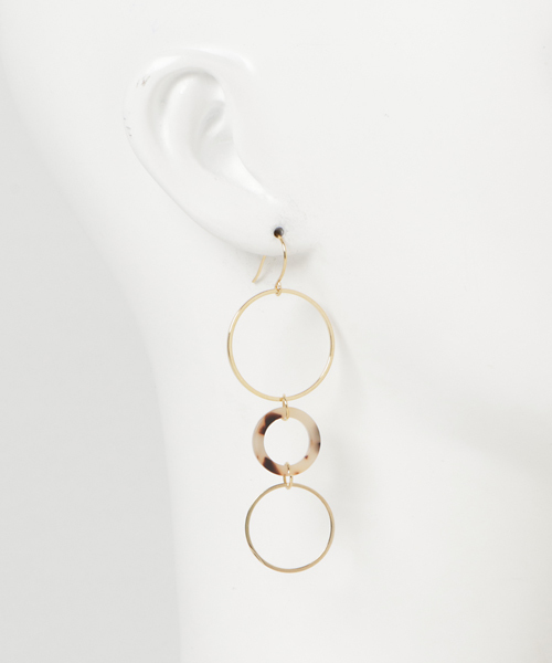 Bou Jeloud(ブージュルード)の「3連ミックスリングピアス(ピアス(両耳用)・レディース・ブラウン/アイボリー・ONE SIZE)」の5枚目の写真