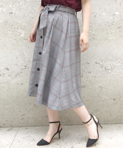 Cheek（チーク）の「フロント釦フレアーチェックスカート（スカート・レディース・ブルー/レッド・MEDIUM）」の10枚目の写真