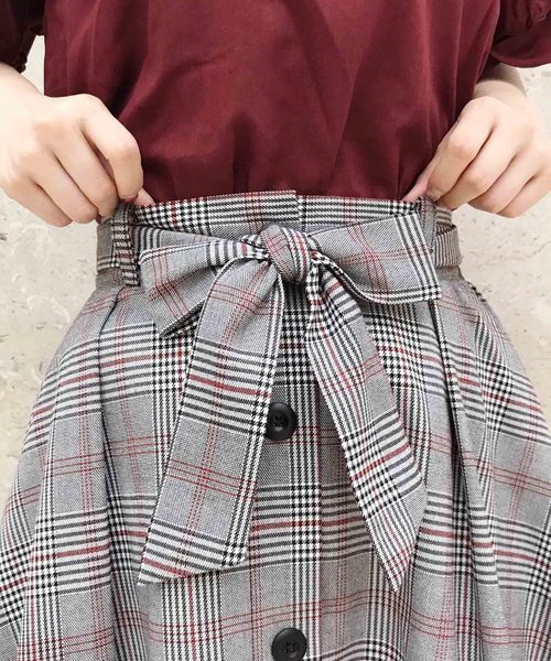 Cheek（チーク）の「フロント釦フレアーチェックスカート（スカート・レディース・ブルー/レッド・MEDIUM）」の12枚目の写真