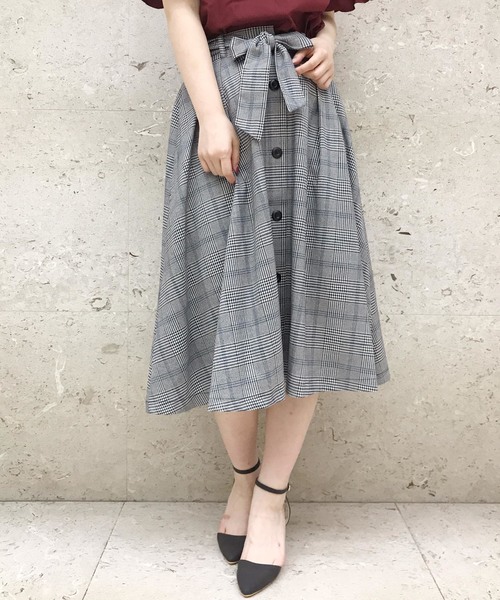 Cheek（チーク）の「フロント釦フレアーチェックスカート（スカート・レディース・ブルー/レッド・MEDIUM）」の5枚目の写真