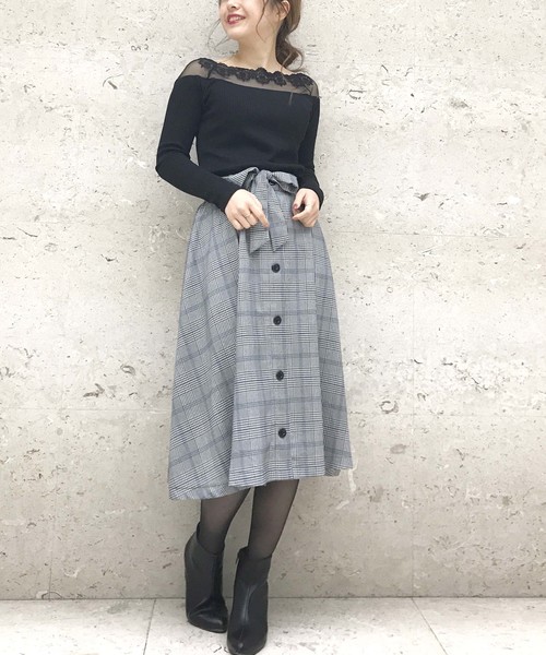 Cheek（チーク）の「フロント釦フレアーチェックスカート（スカート・レディース・ブルー/レッド・MEDIUM）」の6枚目の写真