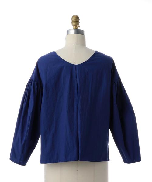 DRAWER / ギャザースリーブブラウス/長袖カットソー/36/コットン/BLU/6521-299-0540 Drawer（ドゥロワー）の「Drawer ギャザースリーブブラウス（シャツ