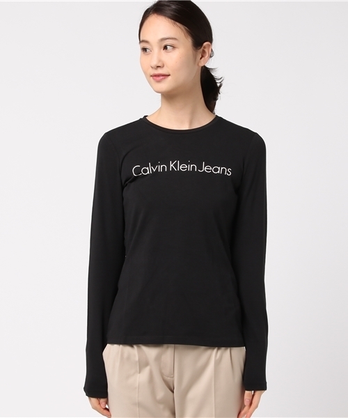 Calvin Klein Jeans（カルヴァンクラインジーンズ）の「クルーネックロングスリーブTシャツ（Tシャツ/カットソー・レディース・ブラック/ホワイト/ピンク・X-SMALL/SMALL/LARGE/MEDIUM）」の5枚目の写真