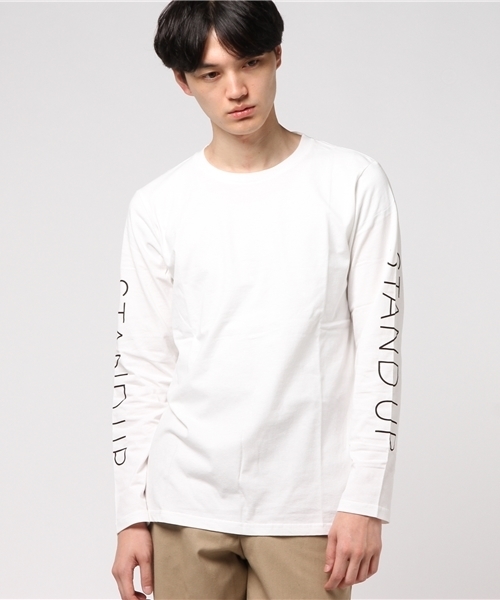 VENCEEXCHANGE（ヴァンスエクスチェンジ）の「袖プリントロンT                     （Tシャツ/カットソー・メンズ・オフホワイト/ライトグレー/ネイビー・MEDIUM/LARGE）」の2枚目の写真