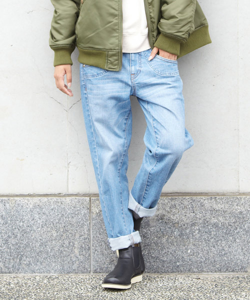 CUBE SUGAR(キューブシュガー)の「ストレッチデニムスリムストレートパンツ(デニムパンツ・レディース・インディゴブルー/サックスブルー・M/S)」の2枚目の写真