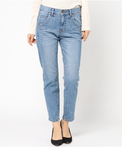 CUBE SUGAR(キューブシュガー)の「ストレッチデニムスリムストレートパンツ(デニムパンツ・レディース・インディゴブルー/サックスブルー・M/S)」の9枚目の写真