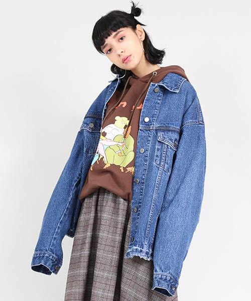 PUNYUS（プニュズ）の「デニムジャケット（デニムジャケット・レディース・レッド/インディゴブルー/ライトインディゴブルー・4/3）」の2枚目の写真