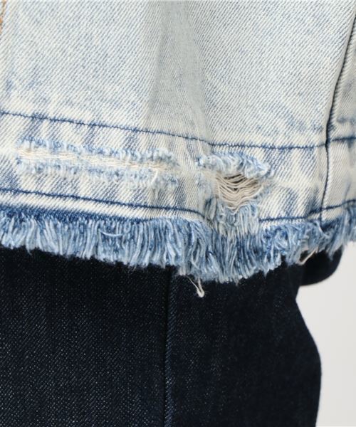 PUNYUS（プニュズ）の「デニムジャケット（デニムジャケット・レディース・レッド/インディゴブルー/ライトインディゴブルー・4/3）」の9枚目の写真