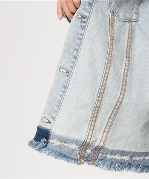 PUNYUS（プニュズ）の「デニムジャケット（デニムジャケット・レディース・レッド/インディゴブルー/ライトインディゴブルー・4/3）」の11枚目の写真