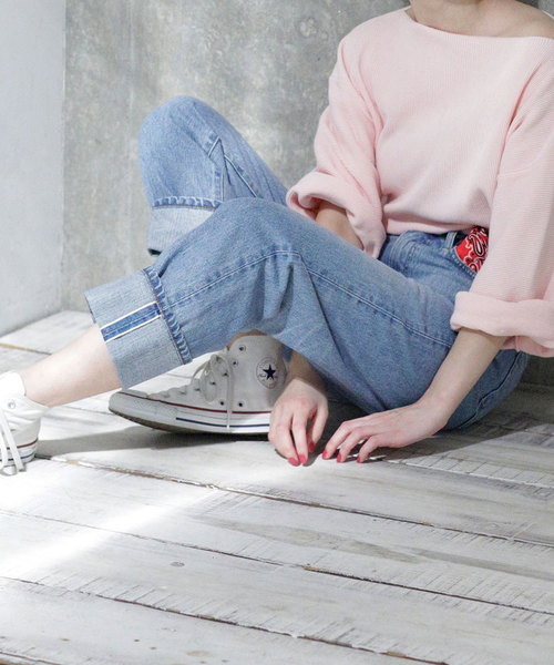 SOMETHING（サムシング）の「【WEB限定】SOMETHING/BASIC PIPED STRAIGHT（デニムパンツ・レディース・ライトブルー/ブルー・SMALL/MEDIUM/X-SMALL）」の3枚目の写真