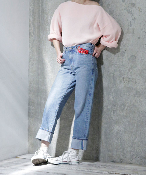 SOMETHING（サムシング）の「【WEB限定】SOMETHING/BASIC PIPED STRAIGHT（デニムパンツ・レディース・ライトブルー/ブルー・SMALL/MEDIUM/X-SMALL）」の4枚目の写真