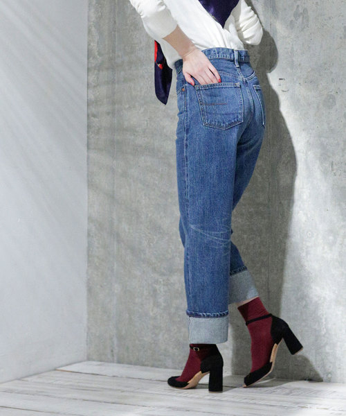 SOMETHING（サムシング）の「【WEB限定】SOMETHING/BASIC PIPED STRAIGHT（デニムパンツ・レディース・ライトブルー/ブルー・SMALL/MEDIUM/X-SMALL）」の7枚目の写真