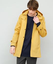 ストレッチツイル/デニム フード脱着ステンカラーコート