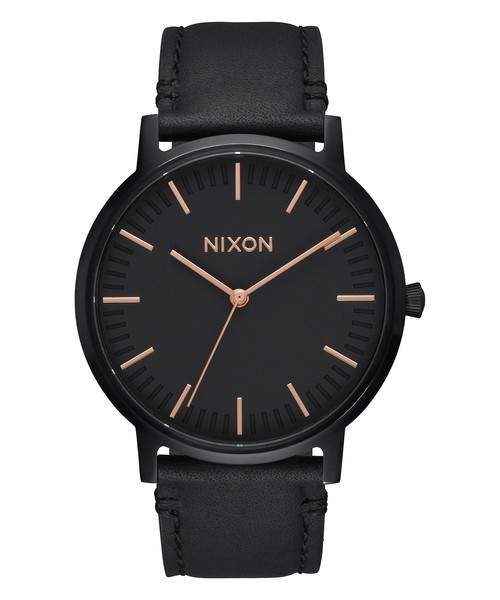 NIXON(ニクソン)の「THE PORTER LEATHER NA1058957-00 ALL BLACK / ROSE GOLD(アナログ腕時計・メンズ・ブラック・FREE)」の1枚目の写真