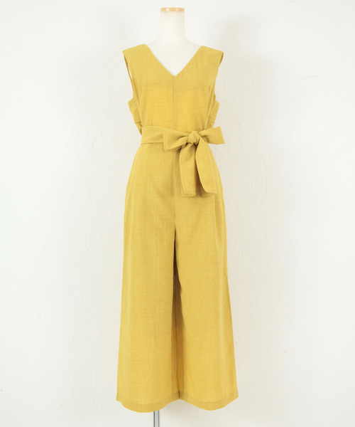 titivate（ティティベイト）の「ﾊﾞｯｸﾘﾎﾞﾝｵｰﾙｲﾝﾜﾝ（サロペット/オーバーオール・レディース・チャコールグレー/ブラック/キャメル/ライトベージュ/ネイビー/イエロー・S/M/L）」の9枚目の写真