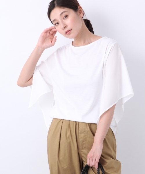 LEPSIM（レプシィム）の「フハクスリーブキリカエプルオーバーSS　784401（Tシャツ/カットソー・レディース・ブラック/パープル/オフホワイト/グレイッシュベージュ・FREE）」の2枚目の写真