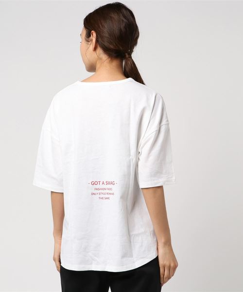 VENCEEXCHANGE(ヴァンスエクスチェンジ)の「プリントオーバーサイズTシャツ(Tシャツ/カットソー・レディース・オフホワイト/ブラック・M)」の3枚目の写真