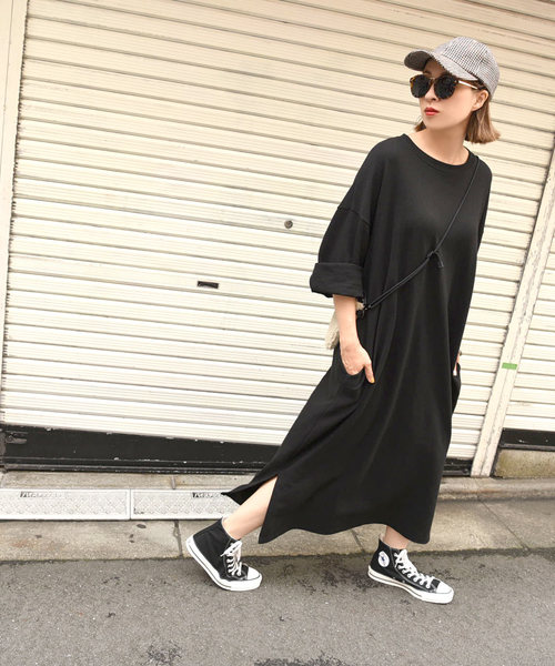 coca(coca)(コカ)の「サイドスリットポケット付きカットソーワンピース(ワンピース・レディース・ブラック/ベージュ/カーキ/ピンク/ホワイト・ONE SIZE)」の16枚目の写真