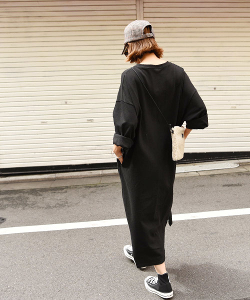 coca(coca)(コカ)の「サイドスリットポケット付きカットソーワンピース(ワンピース・レディース・ブラック/ベージュ/カーキ/ピンク/ホワイト・ONE SIZE)」の18枚目の写真
