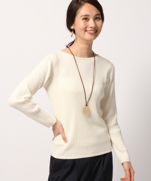 GLOBAL WORK（グローバルワーク）の「洗えるリブピコネックプルオーバー/792281（ニット/セーター・レディース・ホワイト/ブラック/グリーン系その他7・SMALL/MEDIUM/LARGE）」の2枚目の写真