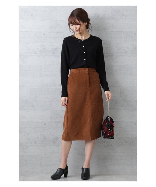 NATURAL BEAUTY BASIC（ナチュラルビューティーベーシック）の「【雑誌掲載】コーデュロイストレートスカート（スカート・レディース・ネイビー/キャメル・SMALL/MEDIUM/X-SMALL）」の3枚目の写真