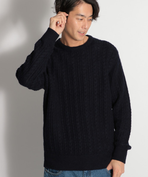 niko and...（ニコアンド）の「ビシュウケーブルプルオーバー（ニット/セーター・メンズ・ネイビー/ブラウン/オフホワイト/オレンジ・MEDIUM/LARGE）」の3枚目の写真