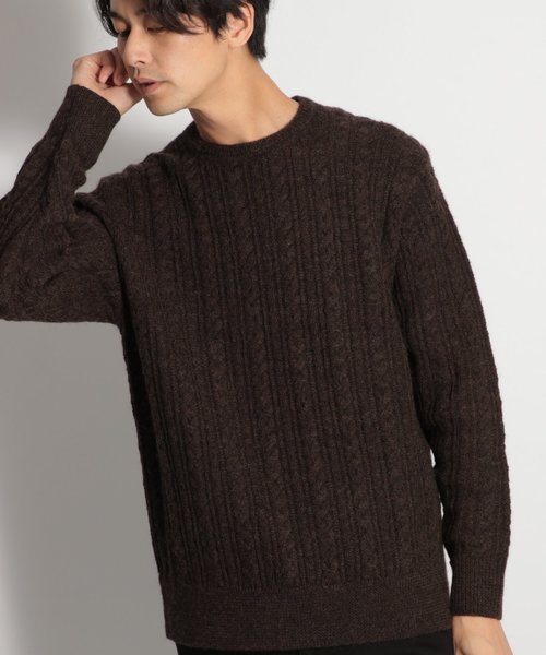 niko and...（ニコアンド）の「ビシュウケーブルプルオーバー（ニット/セーター・メンズ・ネイビー/ブラウン/オフホワイト/オレンジ・MEDIUM/LARGE）」の2枚目の写真