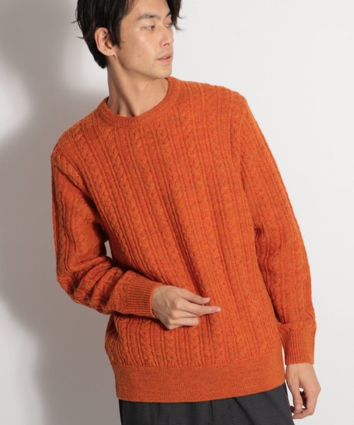 niko and...（ニコアンド）の「ビシュウケーブルプルオーバー（ニット/セーター・メンズ・ネイビー/ブラウン/オフホワイト/オレンジ・MEDIUM/LARGE）」の4枚目の写真
