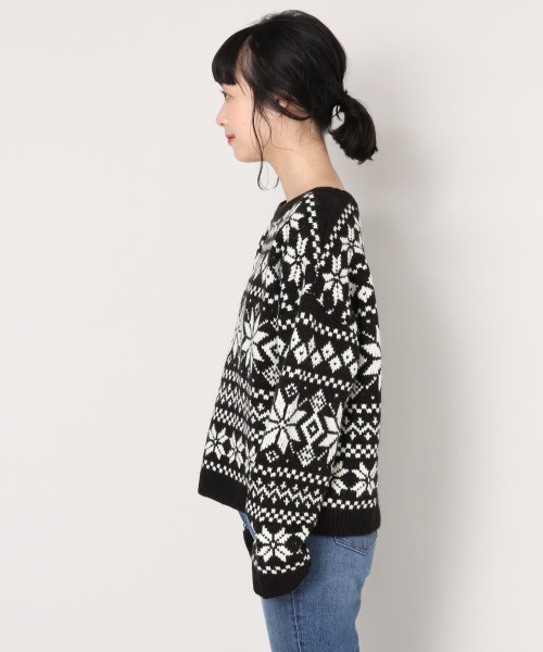 LOWRYS FARM(ローリーズファーム)の「ユキガラプルオーバー 816669(ニット/セーター・レディース・ブラック/アイボリー/グリーン・FREE)」の5枚目の写真