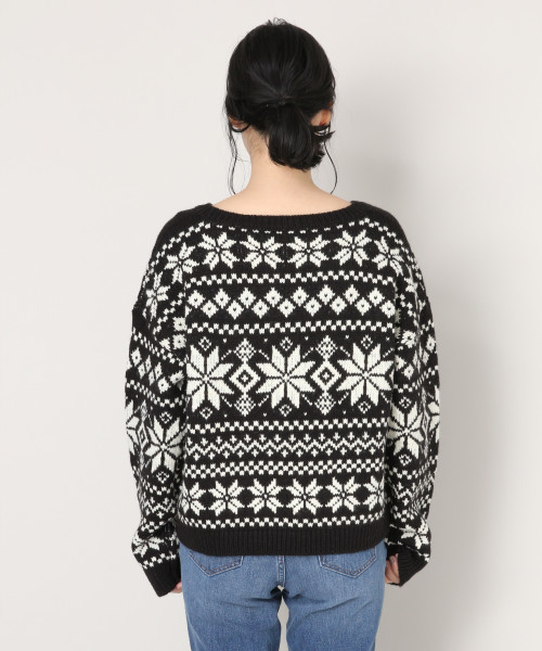 LOWRYS FARM(ローリーズファーム)の「ユキガラプルオーバー 816669(ニット/セーター・レディース・ブラック/アイボリー/グリーン・FREE)」の6枚目の写真