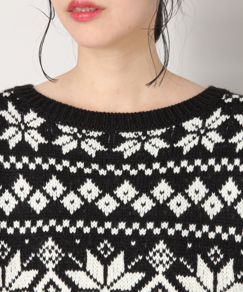 LOWRYS FARM(ローリーズファーム)の「ユキガラプルオーバー 816669(ニット/セーター・レディース・ブラック/アイボリー/グリーン・FREE)」の7枚目の写真