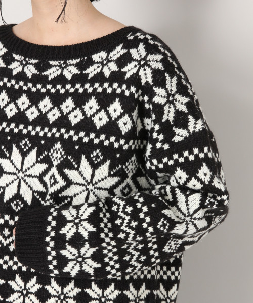LOWRYS FARM(ローリーズファーム)の「ユキガラプルオーバー 816669(ニット/セーター・レディース・ブラック/アイボリー/グリーン・FREE)」の8枚目の写真