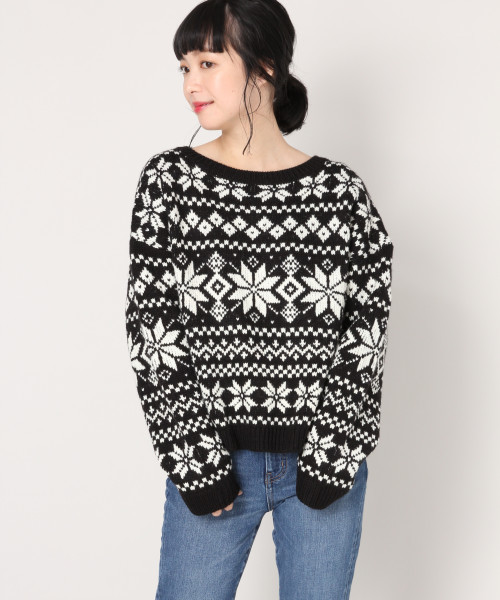 LOWRYS FARM(ローリーズファーム)の「ユキガラプルオーバー 816669(ニット/セーター・レディース・ブラック/アイボリー/グリーン・FREE)」の16枚目の写真