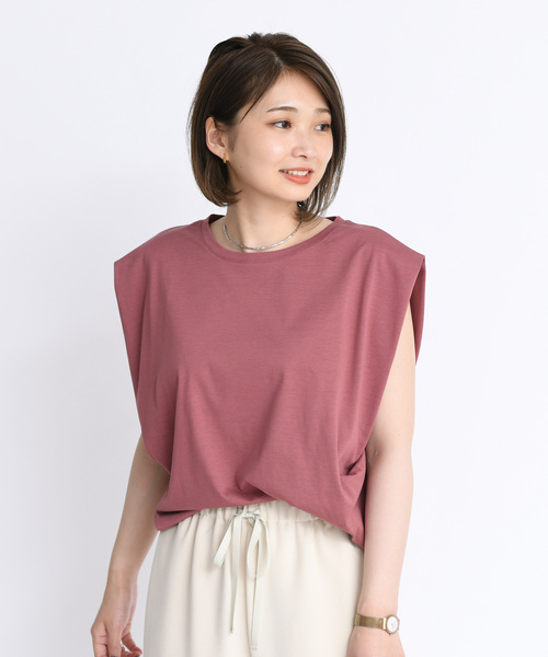 DouDou（ドゥドゥ）の「タックドレーププルオーバー（Tシャツ/カットソー・レディース・ダークブラウン/オフホワイト/ピンク・FREE）」の8枚目の写真