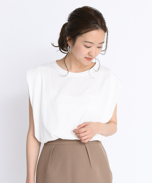 DouDou（ドゥドゥ）の「タックドレーププルオーバー（Tシャツ/カットソー・レディース・ダークブラウン/オフホワイト/ピンク・FREE）」の14枚目の写真