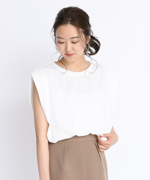 DouDou（ドゥドゥ）の「タックドレーププルオーバー（Tシャツ/カットソー・レディース・ダークブラウン/オフホワイト/ピンク・FREE）」の15枚目の写真