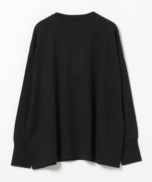 homspun（ホームスパン）の「homspun / ワイドフォルム クルーネック カットソー ロングスリーブ＜WOMEN＞（Tシャツ/カットソー・レディース・チャコールグレー/ブラック・ONE SIZE）」の5枚目の写真