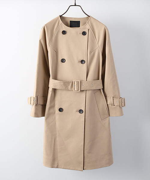STUDIOUS（ステュディオス）の「STUDIOUSノーカラーラグラントレンチコート（トレンチコート・レディース・ネイビー/ベージュ・1/0）」の14枚目の写真