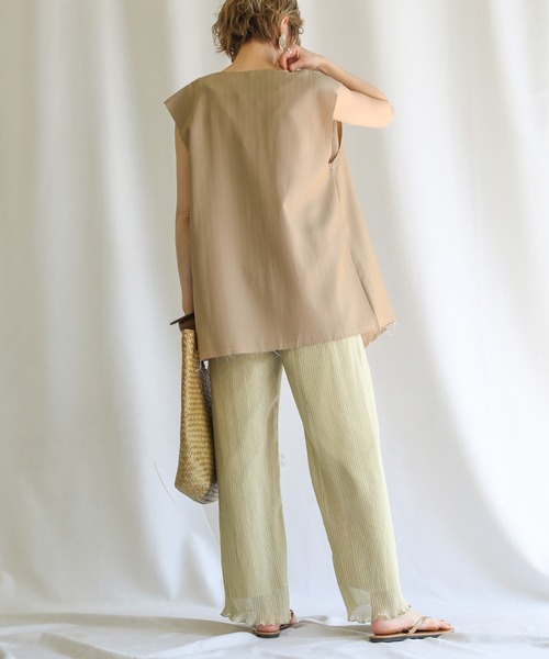 select MOCA(セレクトモカ)の「【新色追加】2021 SS クリンクルシフォンリラックスパンツ(その他パンツ・レディース・ライトグリーン/アイボリー/ライトイエロー/ブラウン/ブルー・FREE)」の11枚目の写真