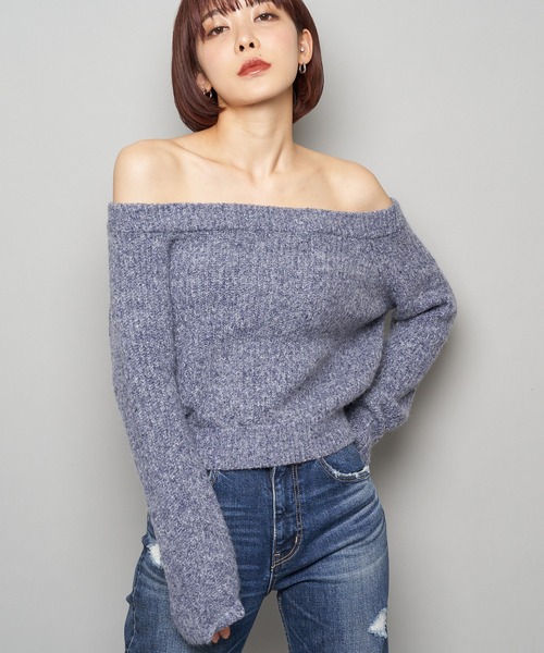 SPIRALGIRL(スパイラルガール)の「2wayレイヤードニット(ニット/セーター・レディース・ベージュ/ブラウン/ブルー・FREE)」の6枚目の写真