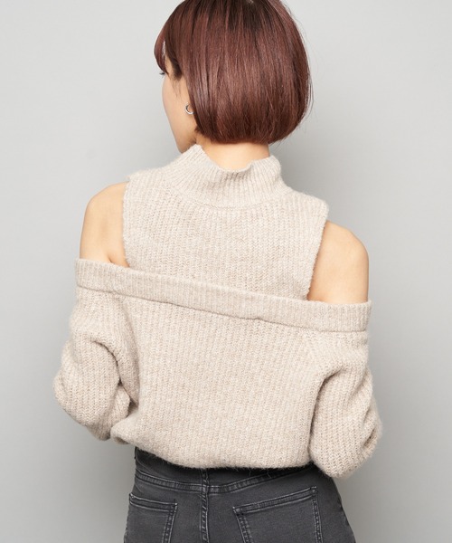 SPIRALGIRL(スパイラルガール)の「2wayレイヤードニット(ニット/セーター・レディース・ベージュ/ブラウン/ブルー・FREE)」の8枚目の写真