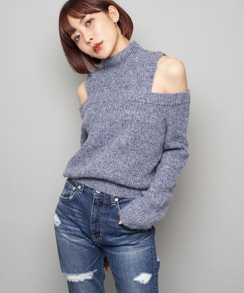 SPIRALGIRL(スパイラルガール)の「2wayレイヤードニット(ニット/セーター・レディース・ベージュ/ブラウン/ブルー・FREE)」の17枚目の写真