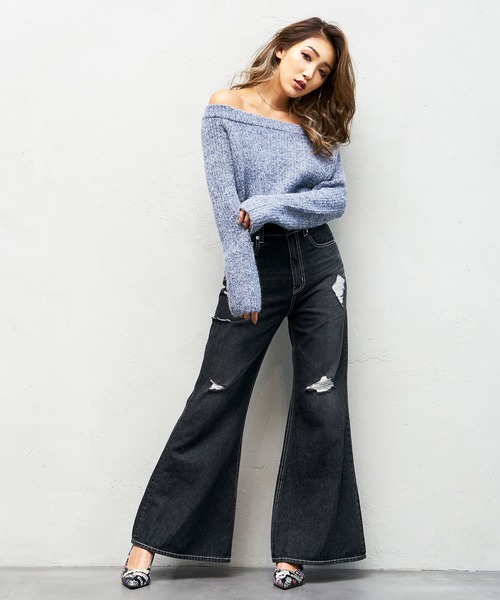 SPIRALGIRL(スパイラルガール)の「2wayレイヤードニット(ニット/セーター・レディース・ベージュ/ブラウン/ブルー・FREE)」の12枚目の写真