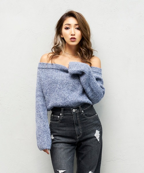 SPIRALGIRL(スパイラルガール)の「2wayレイヤードニット(ニット/セーター・レディース・ベージュ/ブラウン/ブルー・FREE)」の14枚目の写真